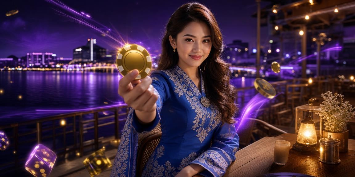 Wanita berbaju kurung menggunakan aplikasi kasino loteri Malaysia